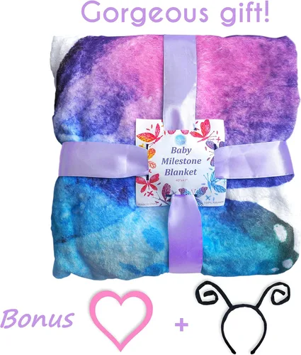 Miniatura 2 de Evovee Manta mensual para bebé, niña, niño, unisex, género, neurtal, mes, fotografía, telón de fondo, accesorios para recién nacidos, decoración