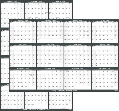 Calendario de borrado en seco 2026, calendario anual grande de pared, 38.2 x 25.2 pulgadas, calendario reversible de 2 lados 2026,