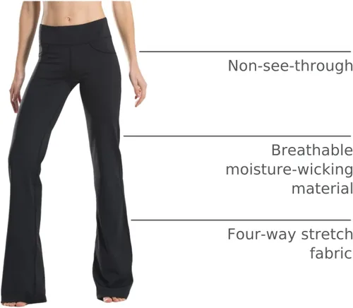 Miniatura 13 de Safort Pantalones de yoga con entrepierna de 28" 30" 32" 34"más amplios en la parte inferior para botas altas, 4 bolsillos, UPF50+