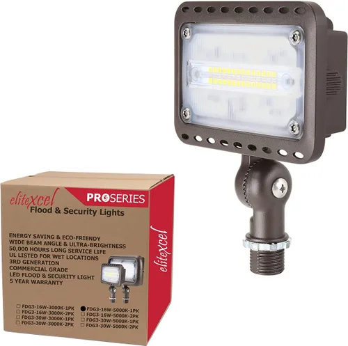 Luces de patio trasero de seguridad para exteriores, 3ª generación de 16 W, luces de paisaje con certificación UL, luz de inundación LED de 1600