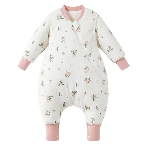 Miniatura 24 de Duomiaomiao Paquete de 2 bolsas de dormir TOG para niños de 6 a 12 meses, 100% algodón, ligero, con pies, transpirable, cómoda manta para niños