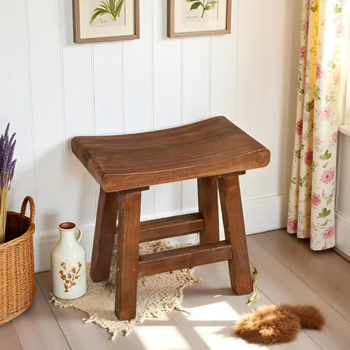 Miniatura 9 de Banco de madera maciza de 19 x 12 x 16 pulgadas de alto, taburetes rectangulares de entrada, mesa auxiliar rústica de café, mesa auxiliar de losa