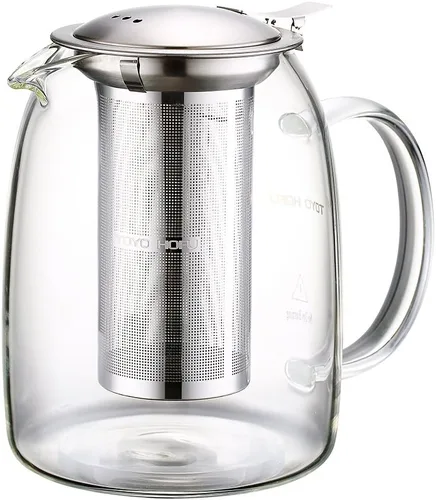 Miniatura 3 de Tetera con infusor para té suelto, tetera de vidrio para estufa, tetera de vidrio de borosilacato transparente con infusor y tapa, resistente al