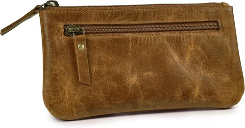 Miniatura 8 de LEATHER VILLAGE Estuche de Cuero para Lápices y Bolígrafos - Marrón Rústico/Vintage - 8"X4" - Doble Bolsillo - Elegante y Práctico Estuche