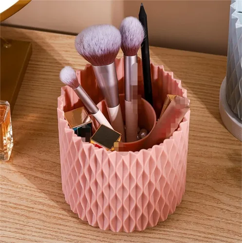 Miniatura 2 de Organizador de maquillaje, organizador de maquillaje, cubo de almacenamiento de brochas de maquillaje, caja de almacenamiento portátil para Rosa