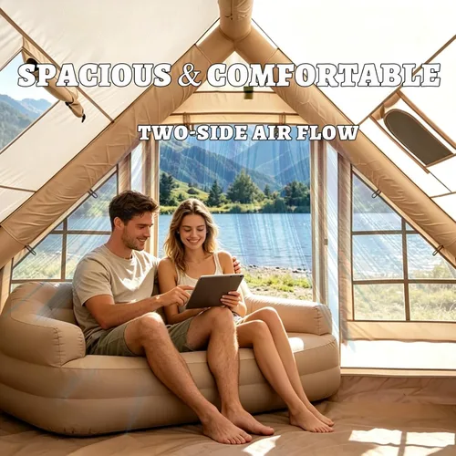 Miniatura 6 de Inflatable Camping Tents with Hand Pump, Air Glamping Tents, Easy Setup Waterproof and Windproof Blow up Tent, 4 Seasons Oxford Cabin Tent with Mesh