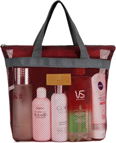 Miniatura 10 de TOPASION Bolsa de ducha de malla portátil, organizador de baño y aseo colgante con cremallera para viajes, gimnasio, campamento, dormitorios