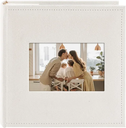 Miniatura 16 de Golden State Art, álbum de fotos de cuero sintético con capacidad para 200 fotos de 4 x 6 pulgadas con espacio para escribir notas, ideal para bodas
