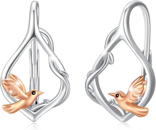 AOVEAO Aretes de plata de ley 925 con diseño de tortuga, elefante, colibrí, flamenco, con diseño de animales, hipoalergénicos, joyería diaria,