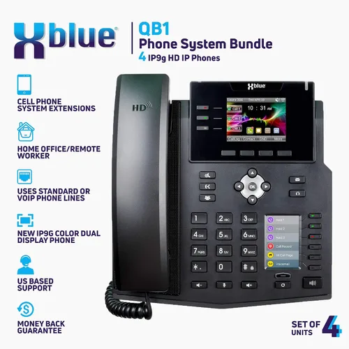 Miniatura 3 de Xblue QB1004 - Paquete de sistema QB con 4 teléfonos IP IP9g, incluyendo asistente automático, correo de voz, extensiones de teléfono celular