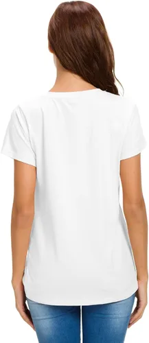 Miniatura 3 de Moqueen - Camiseta holgada para mujer de manga corta con nudo frontal, de algodón, informal