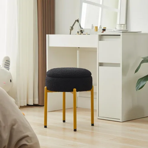 Miniatura 2 de Taburete de tocador con almacenamiento, taburete de maquillaje multifuncional y mesa auxiliar de terciopelo de peluche, sillas de almacenamiento
