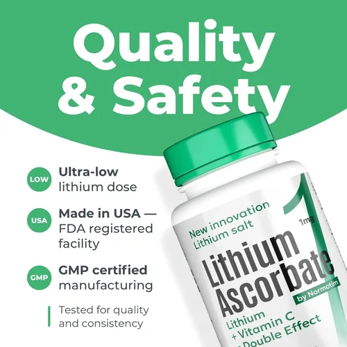 Miniatura 8 de Suplemento de litio de baja dosis de 1 mg - Calma y enfoque sin somnolencia - Tabletas de ascorbato de litio de disolución rápida con vitamina C