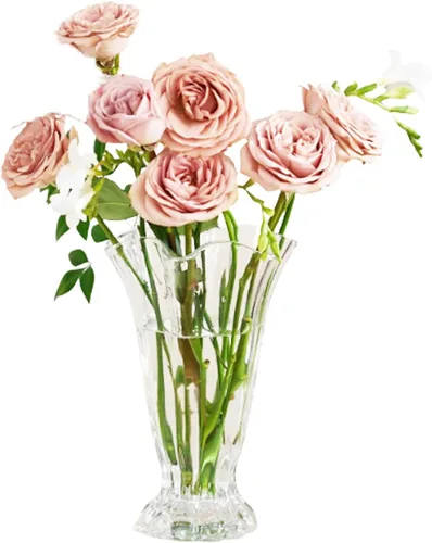 Miniatura 8 de Jarrón de cristal acanalado vintage de 8.7 pulgadas en relieve, grande, grueso, grueso, transparente, floreros hidropónicos para rosas, lirios