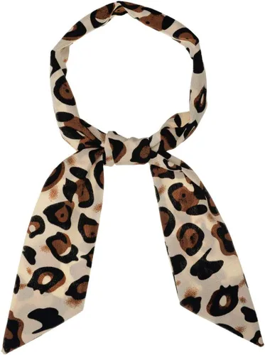 Miniatura 5 de Allegra K Bufanda delgada para mujer, bufanda larga y delgada con estampado de leopardo, banda para el cabello, bolsa con asa