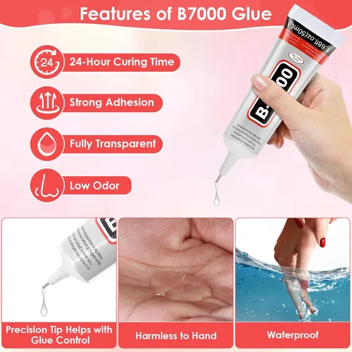 Miniatura 4 de 5 unidades de 0.5 onzas líquidas B7000 Super Glue, pegamento transparente B-7000 con diamantes de imitación, pegamento flexible para manualidades