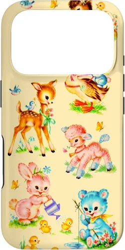 Miniatura 30 de Vintage Baby Animals Nursery 50's Retro Yellow Case for iPhone 17