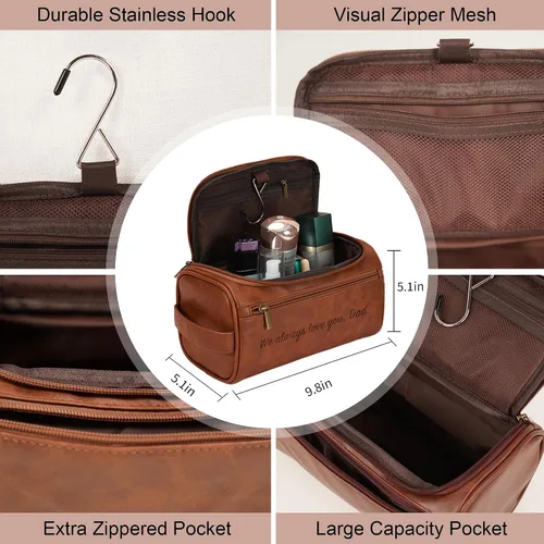 Miniatura 4 de Easycosy Neceser personalizado para hombres, grabado con nombre e iniciales, neceser de cuero PU para hombres para viajar, artículos esenciales