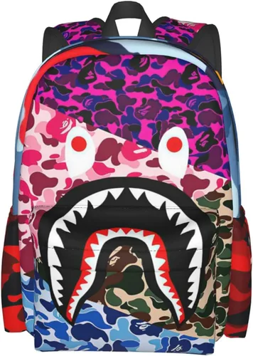 Miniatura 12 de Vkaxopt Mochila con dientes de tiburón, mochilas camuflaje, mochila de viaje para portátil, mochila de gran capacidad, bolsa de libros, moda
