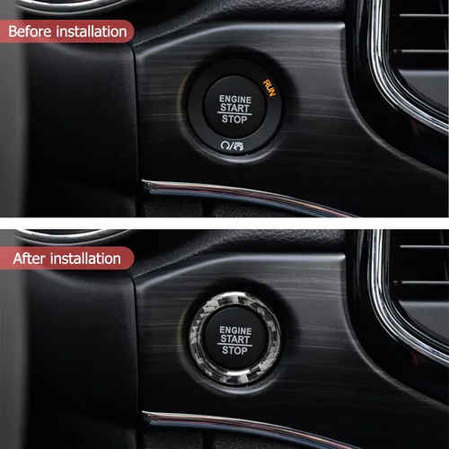 Miniatura 3 de SUNJIKA Compatible con cubierta de botón de arranque de motor interior de fibra de carbono para Jeep Grand Cherokee 2014, 2015, 2016, 2017, 2018