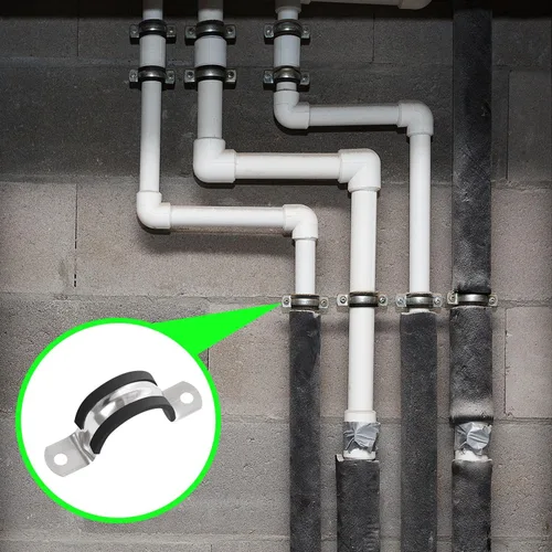 Miniatura 4 de Paquete de 12 correas rígidas de conducto de acero inoxidable 304 con abrazaderas P de 1-1/16 pulgadas (1.063 in) Abrazadera de cable acolchada
