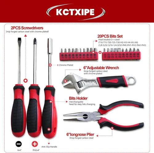 Miniatura 3 de Kit de herramientas portátil para el hogar pequeño, kit de herramientas de inicio con bolsa duradera, ideal para el hogar, apartamento, dormitorio