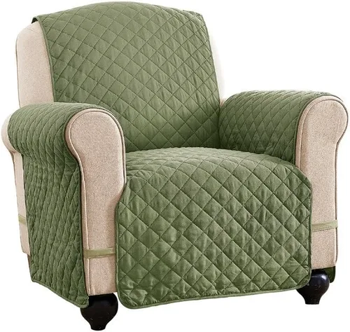Collections Etc - Funda protectora reversible, acolchada y resistente a derrames para mobiliario con lazos - Cubre el fondo del asiento, el respaldo