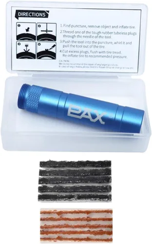 PAX Kit de reparación de neumáticos de bicicleta sin cámara de 12 piezas, incluye recipiente de almacenamiento, herramienta de enchufe, 5 tapones de