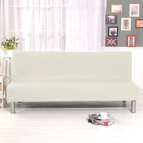 Miniatura 6 de Funda de sofá cama sin brazos de color liso de poliéster y elastano, elástica, para futón, 3 plazas, elástica, plegable, se adapta a sofá cama