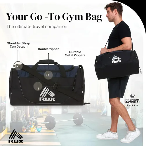 Miniatura 5 de RBX Bolsas de gimnasio para hombres, pequeña bolsa de gimnasio para mujeres con compartimento para zapatos, bolsa de lona para viajes, bolsa