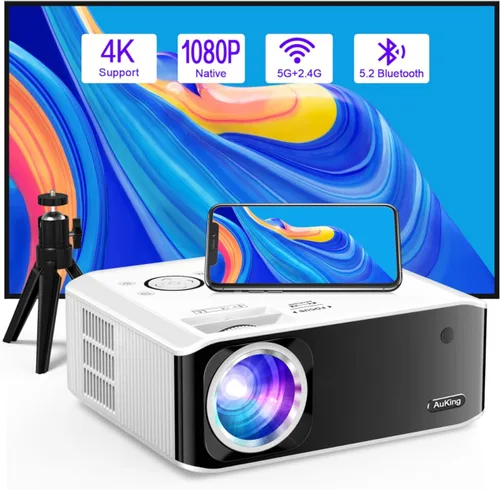 Miniatura 8 de AuKing Proyector, mini proyector actualizado 2025, proyector de video de cine en casa Full HD 1080P, compatible con HDMI/USB/AV/Smartphone/TV