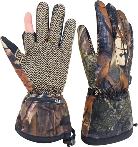 Guantes de caza con calefacción para hombre, guantes térmicos eléctricos recargables de invierno, guantes térmicos de camuflaje para caza, guantes