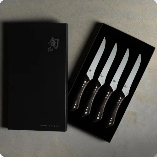Miniatura 2 de Shun Shima - Juego de cuchillos para carne de 4 piezas, cuchillos de carne Shima de 5 pulgadas, juego de cuchillos japoneses hechos a mano
