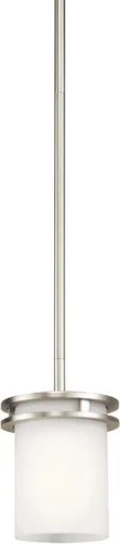 Kichler Hendrik - Mini lámpara colgante de 1 luz con cristal de ópalo grabado satinado en níquel cepillado para cocina, isla y comedor (5.25 x 7.5