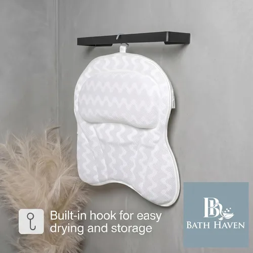 Miniatura 6 de Almohada de baño para hombres y mujeres de lujo, cojín ergonómico para cuello, cabeza y hombros Blanco