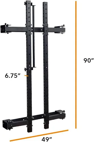 Miniatura 8 de PRx Performance Soporte plegable para sentadillas de pared, barra de dominadas ajustable resistente, equipo de gimnasio en casa que ahorra espacio