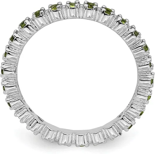 Miniatura 2 de Anillo de plata de ley 925 maciza apilable con piedra de agosto verde peridoto