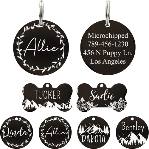 Miniatura 9 de Ultra Joys - Etiquetas de identificación de mascotas de acero inoxidable - Grabado personalizado en la parte delantera y trasera, etiquetas