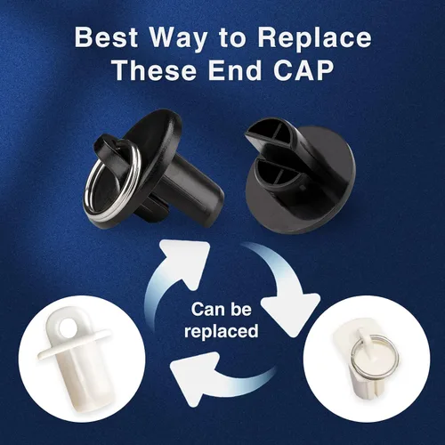 Miniatura 6 de Tapa de extremo con anillo, resistente a la intemperie, para persianas enrollables Coolaroo, para exteriores, persianas enrollables (negro, 1 par)