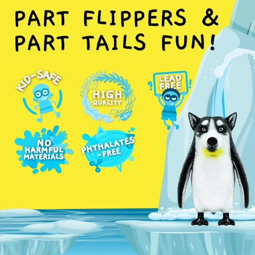 Miniatura 2 de Randimals Penguin & Husky Dog - Juguetes híbridos de animales realistas – Mezcla única de juguetes de safari y animales de granja pequeñas figuras