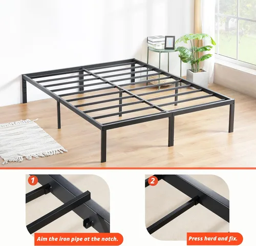 Miniatura 6 de PrimaSleep Base de cama antideslizante de listones de acero resistente de 18 pulgadas, base de cama de plataforma de fácil montaje, base de colchón