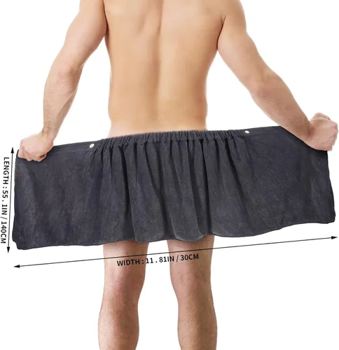 Miniatura 3 de Preboun Toalla de baño para hombre, toalla de ducha ajustable, toalla de spa con bolsillo para después de la ducha para hombres, regalo para spa