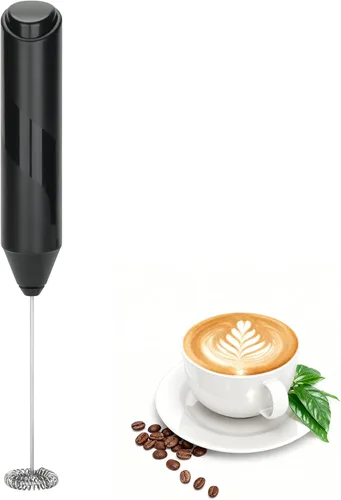 Espumador de leche de mano, máquina de espuma eléctrica a pilas, mezclador de bebidas con batidor de acero inoxidable para café, matcha, lattes,