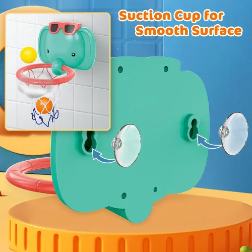 Miniatura 7 de VATOS Juguetes de baño para bebés, juguetes de baño de baloncesto de elefante para bebés, niños y niñas de 1 año, juego de bañera para bebés