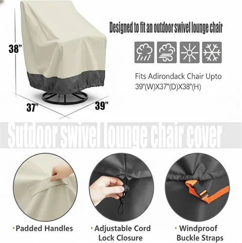 Miniatura 3 de 1 paquete de fundas resistentes para sillas de patio, tela Oxford 600D resistente a los desgarros, 314.961 in, impermeables, resistentes a los rayos