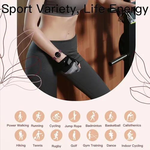 Miniatura 4 de Yihou Relojes inteligentes para mujer, rastreador de actividad física, reloj de fitness con monitor de frecuencia cardíaca, monitoreo del sueño, Rojo