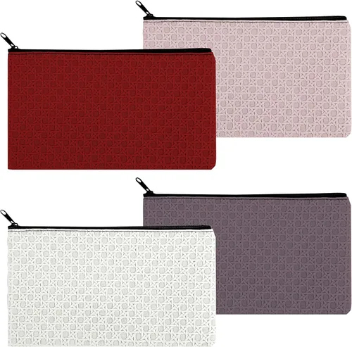 Miniatura 7 de Paquete de 4 bolsas de dinero para depósitos bancarios, cartera de cuero sintético resistente con cremallera con ventana transparente, bolsa