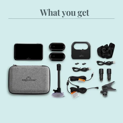 Miniatura 6 de Tiny Traveler Cámara de coche de bebé para 2 niños, monitor de coche de bebé con pantalla táctil con banco de energía, cámara de bebé sin WiFi