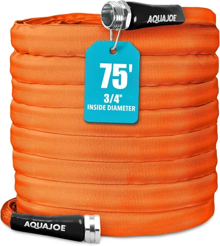 Aqua Joe - Manguera con revestimiento de fibra de contratista, sin torceduras, AJFJH75-34-CTR, máximo flujo de agua de 3/4 pulgadas, 650 PSI, sin