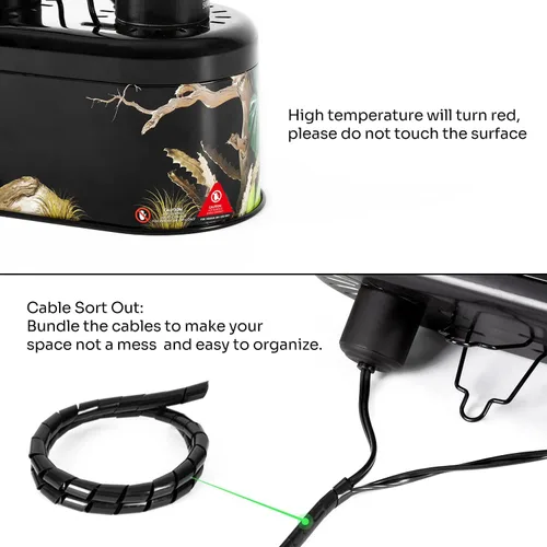 Miniatura 6 de REPTI ZOO Nano Combo Print Tropical Desert Reptile Dual Deep Dome Lámpara Luminaria para Reptiles Máx 40 Vatios Altura Máxima de Bombilla 4 pulgadas